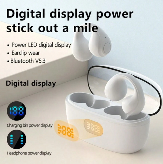 Cuffie wireless con display digitale, auricolari stereo true wireless